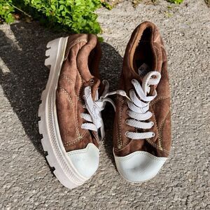 Y2K Skechers Platform Sneakers Size 8 B Brown 90s Vintage Chunky Clown Core Goth